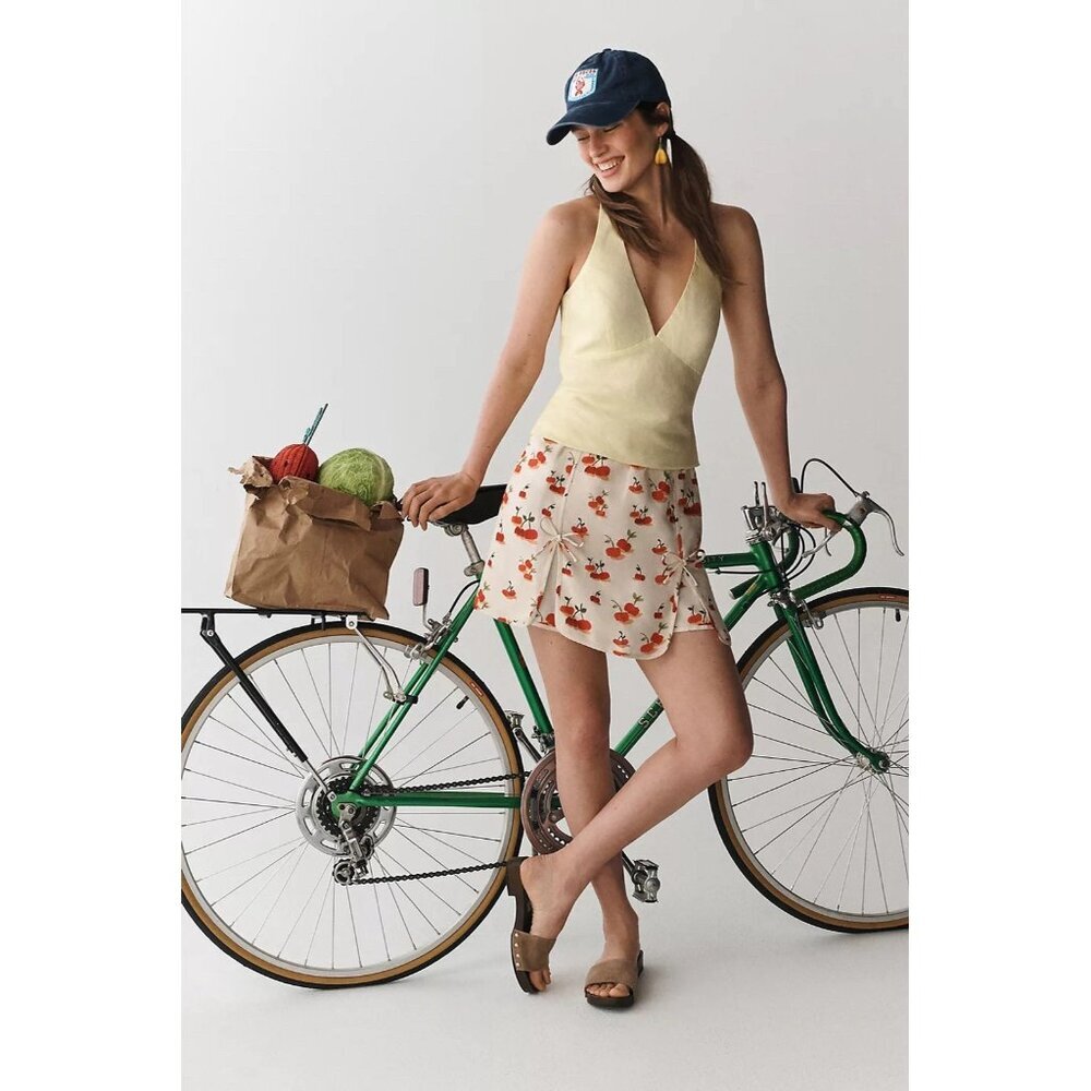 NWT Size S - Farm Rio Cherry Linen Blend Skort (NWT US$ 148)